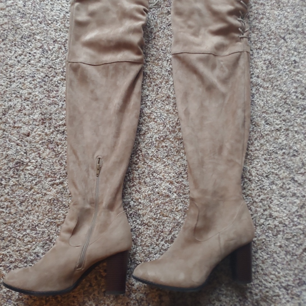 Qupid lace up Over the Knee suede boots size 10